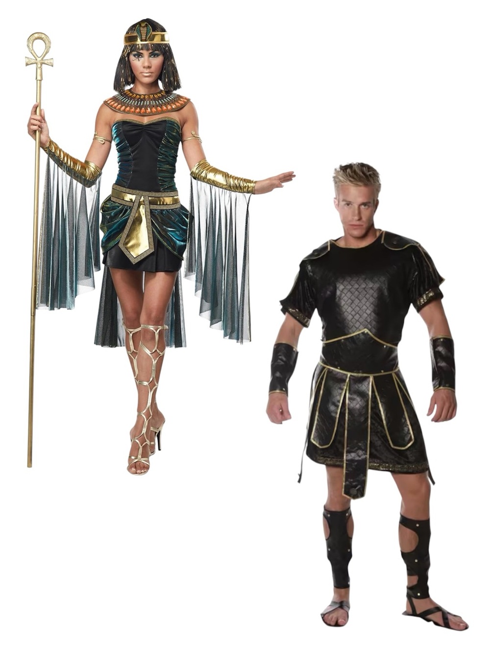 Women’s Cleopatra XS (4-6) & Men’s Spartan Warrior (OSFM 42-46) Costume Set